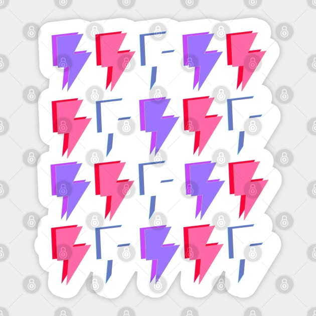 Purple, Pink and Red Lightning Bolts Pattern Sticker by OneThreeSix